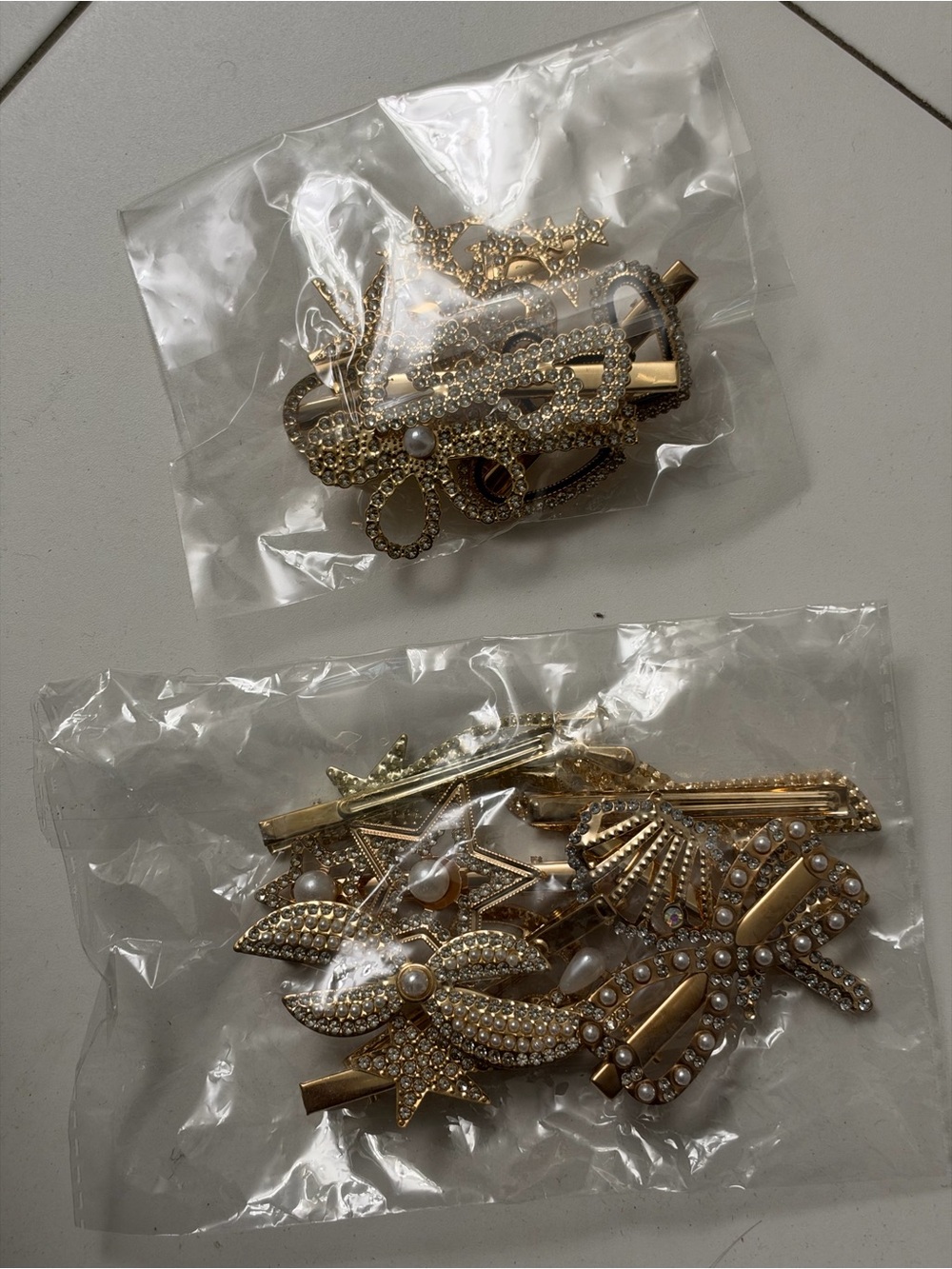 Gold Pearl & Rhinestone Brooch Set — Decorative Women’s Pins